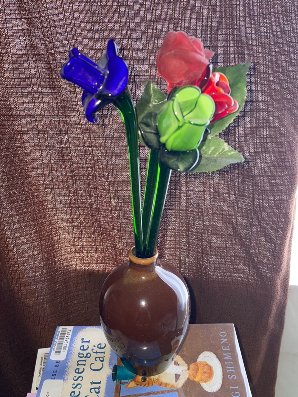 Glass Flower Pot Arrangement - Green, Blue, Red